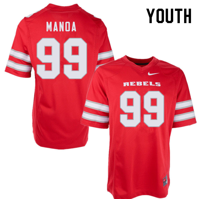 Youth #99 Chris Manoa UNLV Rebels College Football Jerseys Sale-Red - Click Image to Close